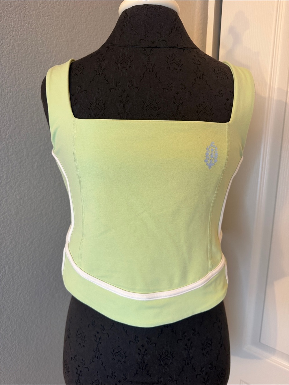 FP Movement by Free People Lime Green Square-Neck Sports Tank with White Piping